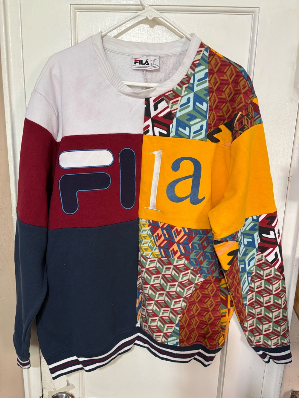 FILA Men’s Colorblock Logo Crewneck Sweater - Multicolor.